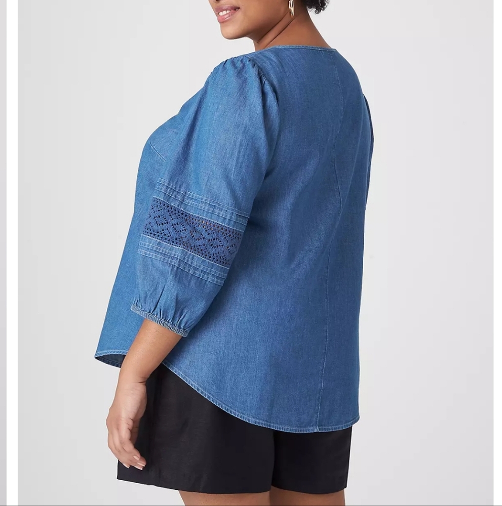 Lane Bryant Womens Denim Top 3/4 sleeve size 26